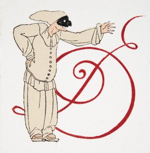 Litera D, z Personages de Comedie, wyd. 1922 (odbitka szablonowa) autorstwa Francois Louis Schmied