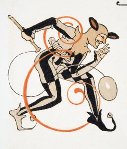 Litera E z Personages de Comedie, wyd. 1922 (odbitka szablonowa) autorstwa Francois Louis Schmied