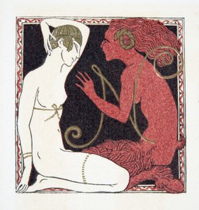 Litera N, z Personages de Comedie, wyd. 1922 (odbitka szablonowa) autorstwa Francois Louis Schmied