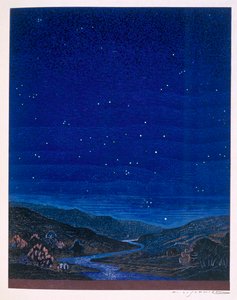 Pejzaż nocny, ilustracja z „Kim” Rudyarda Kiplinga, 1930 autorstwa Francois Louis Schmied