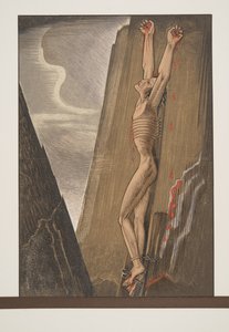 Prometeusz przybity do skały, z Prometeusza Enchané by Ajschylos, wyd. 1941 (odbitka pochorowa)