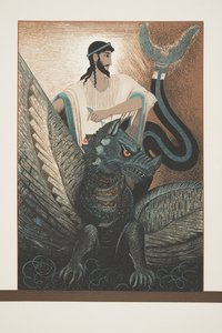 Ulisses and Dragon z Prometheus Chained by Ajschylos, wyd. 1941 (druk szablonowy) autorstwa Francois Louis Schmied