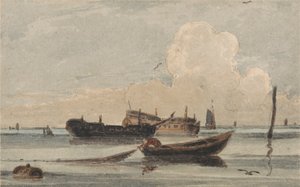 Łodzie na spokojnym morzu autorstwa Francois Louis Thomas Francia