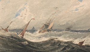 Łodzie na wzburzonym morzu autorstwa Francois Louis Thomas Francia