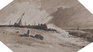 Molo w burzy autorstwa Francois Louis Thomas Francia