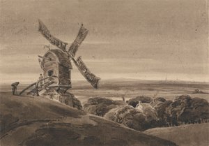 Krajobraz z wiatrakiem autorstwa Francois Louis Thomas Francia