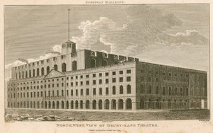 Północno-zachodni widok na Drury Lane Theatre, Londyn autorstwa Francois Louis Thomas Francia