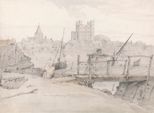 Widok na południowy wschód od zamku Rochester i katedry autorstwa Francois Louis Thomas Francia