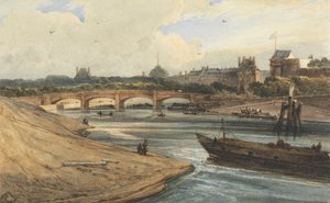 Pont de la Concorde i Pałac Tuileries z Cours la Reine autorstwa Francois Louis Thomas Francia