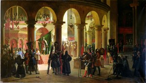 Godfrey z Bouillon (ok. 1060-1100) składający trofea Askalonu w Bazylice Grobu Pańskiego, sierpień 1099, 1839