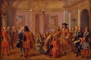 Pierwsza Nobilitacja Rycerzy Zakonu Saint-Louis przez Ludwika XIV w Wersalu 8 maja 169 autorstwa Francois Marot