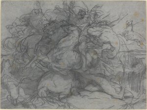 Studium do „Niespodzianki” (Bitwa tygrysów) autorstwa Francois Nicolas Chifflart