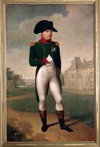 Portret Napoleona bonaparte (1769-1821) przed zamkiem Malmaison (w stroju konsula). W Reuil Malmaison (Hauts de Seine) w 1804 r. Obraz Francois Gerard (1770-1837) Malmaison z XIX wieku, musee du chateau - Portret Napo na całej długości autorstwa Baron François Pascal Simon Gérard