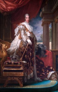 Portret króla Francji Karola X w szatach koronacyjnych, ok. 1824 r. autorstwa Francois Pascal Simon Gerard