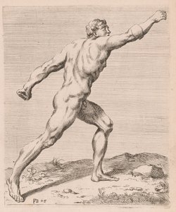Gladiator Borghese, widok z boku, zwrócony w prawo [tab. 28] autorstwa Francois Perrier