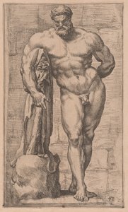 Herkules Farnese, widok z przodu [tablica 2] autorstwa Francois Perrier