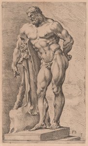 Herkules Farnese, widok w trzech czwartych zwrócony w lewo [tablica 3] autorstwa Francois Perrier