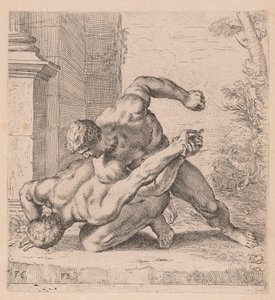 Medici Wrestlers, widok z boku, zwrócony w lewo [tablica 36] autorstwa Francois Perrier