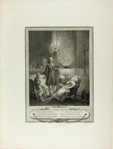 Zimowy wieczór, z Monument du Costume Physique et Moral de la fin du Dix-huitième siècle autorstwa Francois Robert Ingouf