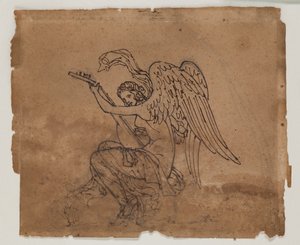 Alegoryczna postać z lutnią, ok. 1825 (tusz i kreda na papierze)
