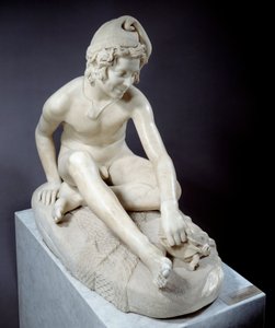 Młody neapolitański rybak bawiący się z żółwiem Marmurowa rzeźba Francois Rude (1784-1855) 1831 Paryż, Musee du Louvre