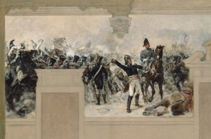Szkic ratusza w Pantin: Obrona Pantin w 1814 r. przez generała Compansa autorstwa Francois Schommer