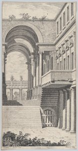 Widok architektoniczny z łukiem, 1740.