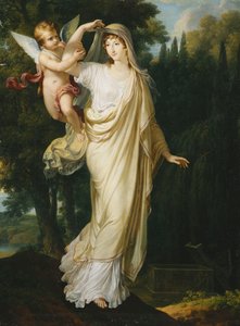 Portret pośmiertny markizy Fanny Grimaldi, z domu Baronne von Burkenwald, księżniczki Santa Cruce, markizy de Monaco et de Genes, która wkrótce dołączy do swojego pierwszego męża, markiza Giovanni Battista Grimaldi przy jego grobie, 1804