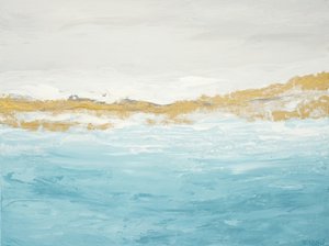 Abstrakcyjny pejzaż morski „Blue Gold” autorstwa Françoise Wattré