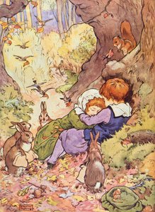 Babes in the Wood z My Nursery Story Book, wyd. przez Blackie & Son (ilustracja książkowa) autorstwa Frank Adams
