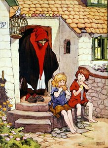 Ilustracja z „Pięknej księgi rymowanek, opowiadań i obrazków”, wydanej przez Blackie & Son (kolor lito) autorstwa Frank Adams