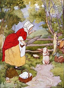 Ilustracja z „Pięknej księgi rymowanek, opowiadań i obrazków”, wydanej przez Blackie & Son (kolor lito) autorstwa Frank Adams