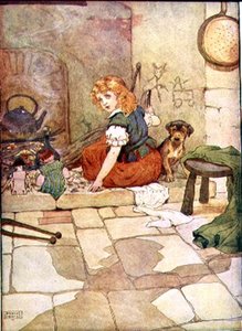 Mała Polly Flinders z „My Nursery Story Book”, wyd. przez Blackie & Son (ilustracja książkowa) autorstwa Frank Adams