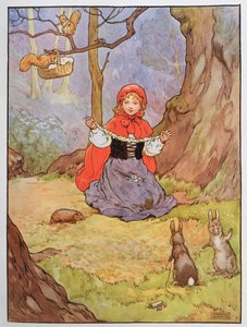 Czerwony Kapturek, ilustracja z „Pięknej księgi rymowanek, opowiadań i obrazków”, autorstwa Franka Adamsa, wydanej przez Blackie and Son autorstwa Frank Adams