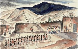 Green Corn Dance, Santa Domingo, N.M., przed 1932 (wc na papierze) autorstwa Frank Applegate