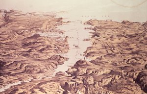 Panoramiczny widok na północną i południową stronę portu i portu w Sewastopolu, zaprojektowany i litografowany przez Thomasa Packera, wyd. autorstwa Stannarda i Dixona, 1855 autorstwa Frank C. Hughes