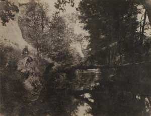 Krajobraz z postacią siedzącą na brzegu potoku 1856. autorstwa Frank Chauvassaignes