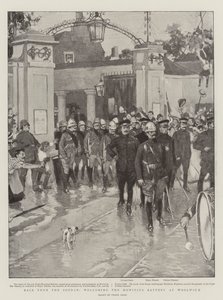 Powrót z Soudanu, powitanie baterii haubic w Woolwich autorstwa Frank Craig