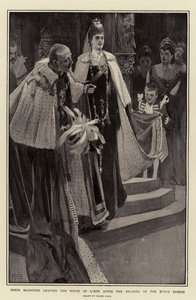 Ich Wysokości opuszczają Izbę Lordów po odczytaniu mowy królewskiej autorstwa Frank Craig