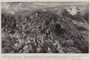 Pod gradem pocisków major Thorneycrofts Uparty opór Burskiego ataku na Spion Kop 24 stycznia autorstwa Frank Craig