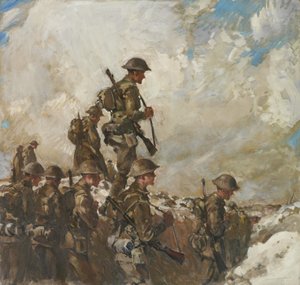 Przez soki do Pozieres, ok. 1918 (olej na płótnie) autorstwa Frank Crozier