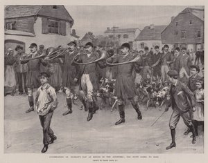 Obchody dnia św. Huberta w Bievre w Ardenach, polowanie na mszę autorstwa Frank Dadd