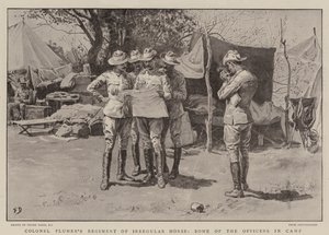 Pułk Konny Nieregularny pułkownika Plumera, niektórzy oficerowie w obozie autorstwa Frank Dadd