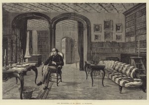 Lord Beaconsfield w swojej bibliotece w Hughenden