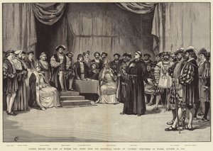 Luter przed sejmem w Wormacji, 1521, Scena z dramatu historycznego Lutra, wystawionego w Wormacji, 30 października 1883 r.