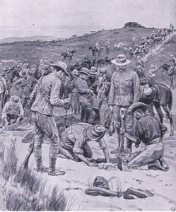 Searching for water, z After Pretoria: The Guerilla War, wydanej przez Harmsworth Bros Limited, 1901 autorstwa Frank Dadd