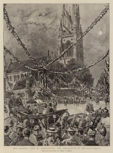 Wizyta królowej w Kensington, procesja na High Street autorstwa Frank Dadd
