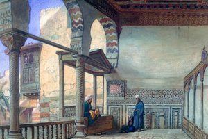 Loggia, letnie przyjęcie, Memlook Radnau Beys House, Kair, 1870 autorstwa Frank Dillon