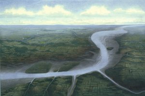 Prehistoryczny centralny Londyn, patrząc na południowy zachód, ok. 30 pne