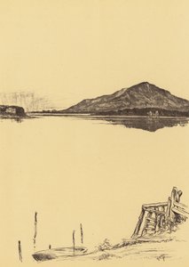 Windermere z Newby Bridge (litografia) autorstwa Frank Greenwood